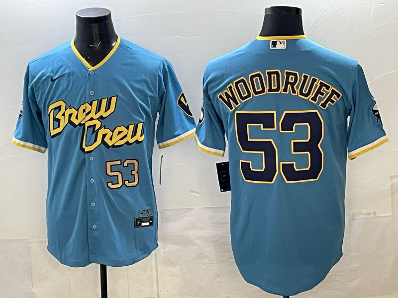 Men 2025 Milwaukee Brewers #53 Woodruff blue Game Nike MLB Jersey2026004